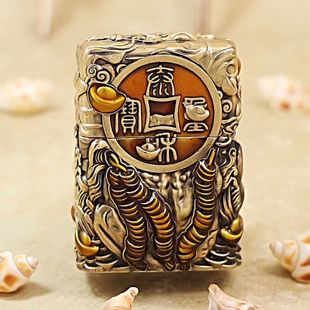 Zippo Antique Brass Three-Legged Wealth Toad Shell Case - CM62