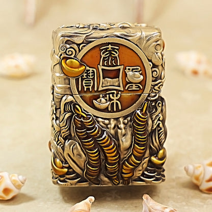 Zippo Antique Brass Three-Legged Wealth Toad Shell Case - CM62