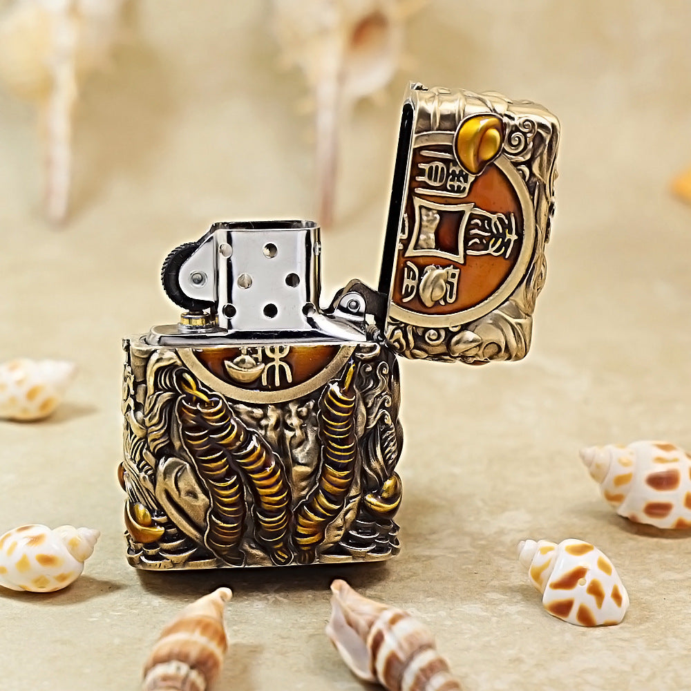 Zippo Antique Brass Three-Legged Wealth Toad Shell Case - CM62