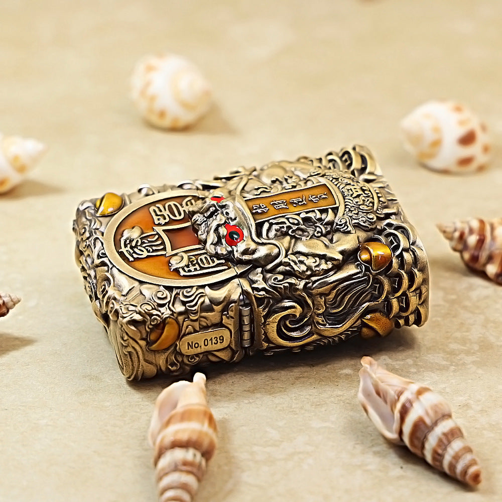 Zippo Antique Brass Three-Legged Wealth Toad Shell Case - CM62