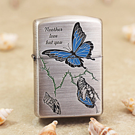 Zippo Antique Silver Breaking the Cocoon Butterfly - DS170