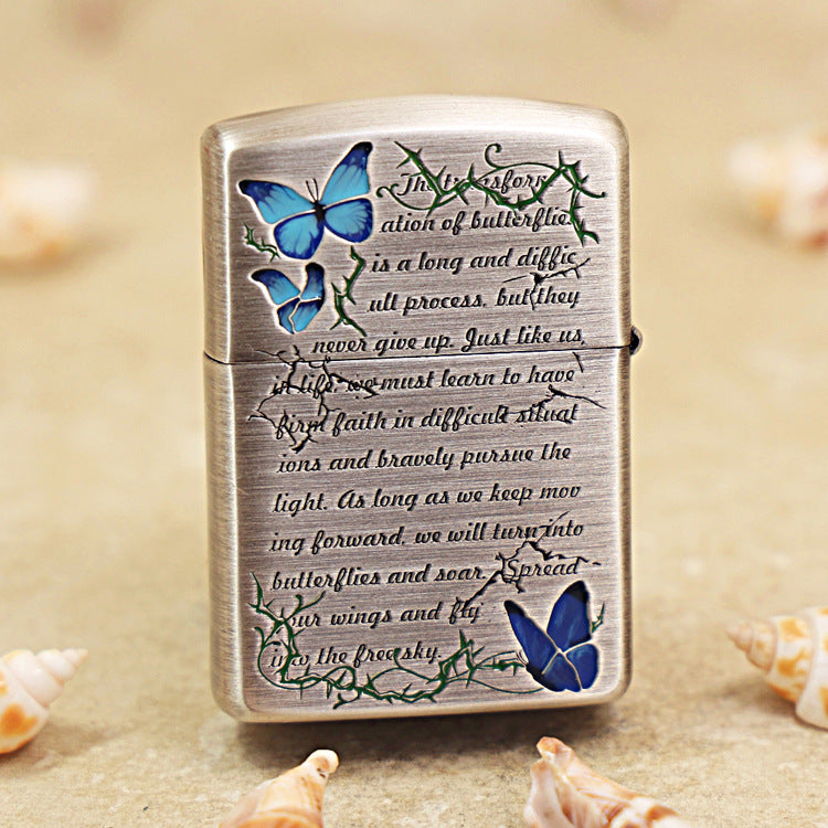 Zippo Antique Silver Breaking the Cocoon Butterfly - DS170