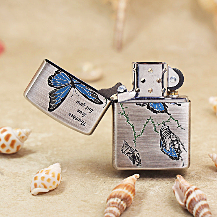 Zippo Antique Silver Breaking the Cocoon Butterfly - DS170