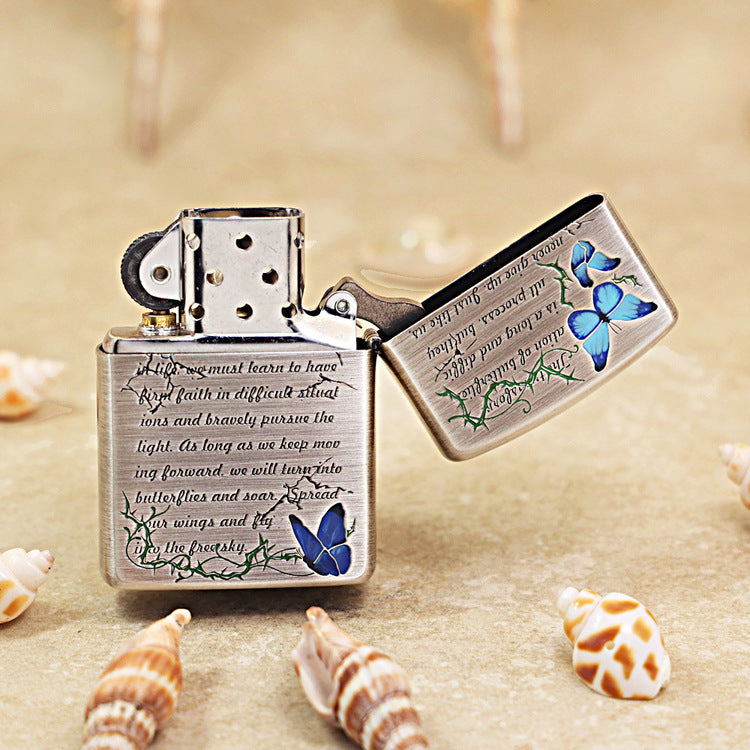Zippo Antique Silver Breaking the Cocoon Butterfly - DS170
