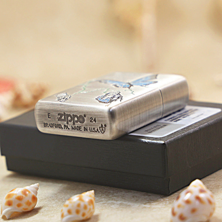 Zippo Antique Silver Breaking the Cocoon Butterfly - DS170