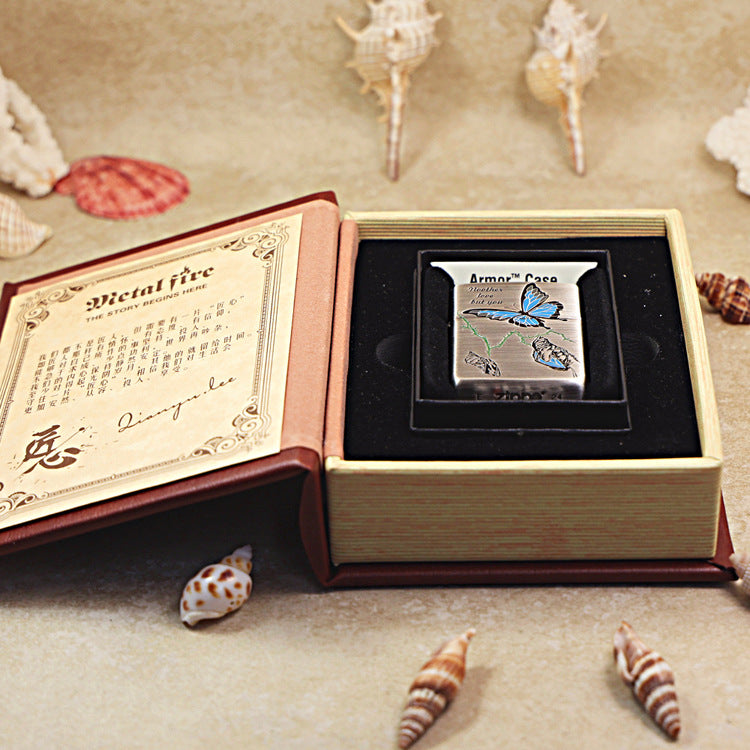 Zippo Antique Silver Breaking the Cocoon Butterfly - DS170