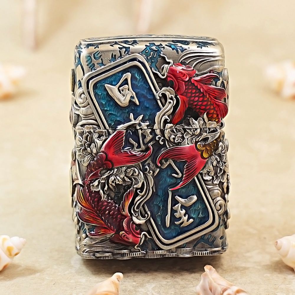 Zippo Antique Silver Cool Millionaire Fortune Cat Shell Case - CM88