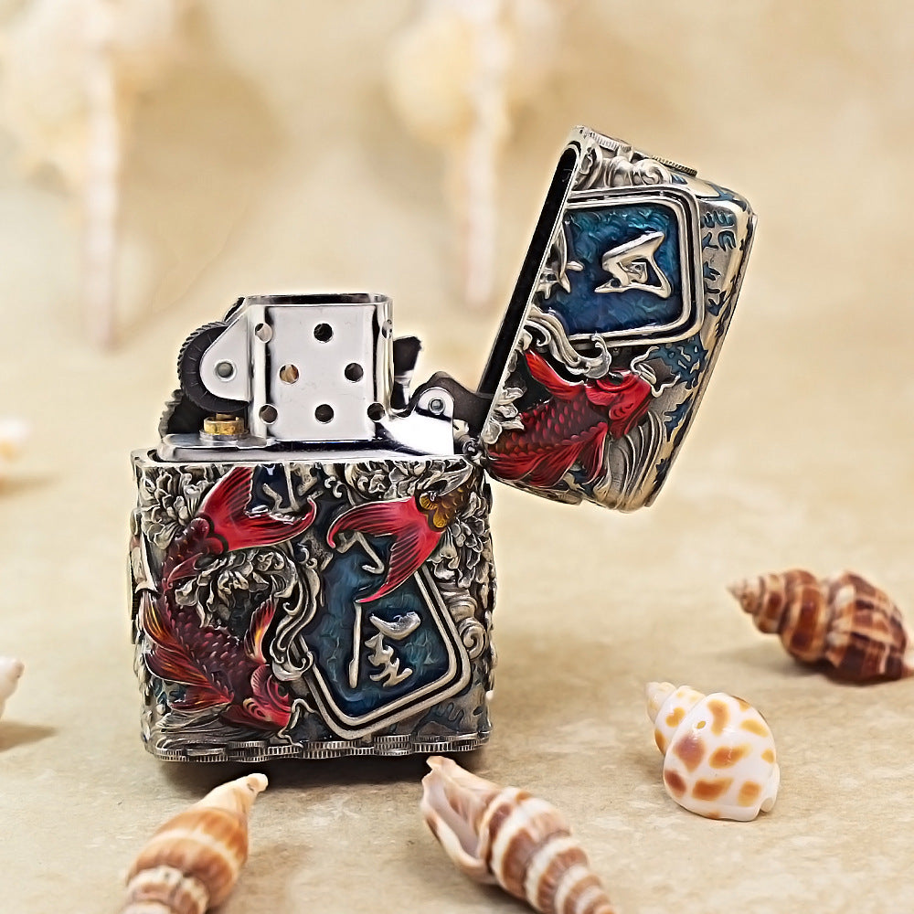 Zippo Antique Silver Cool Millionaire Fortune Cat Shell Case - CM88