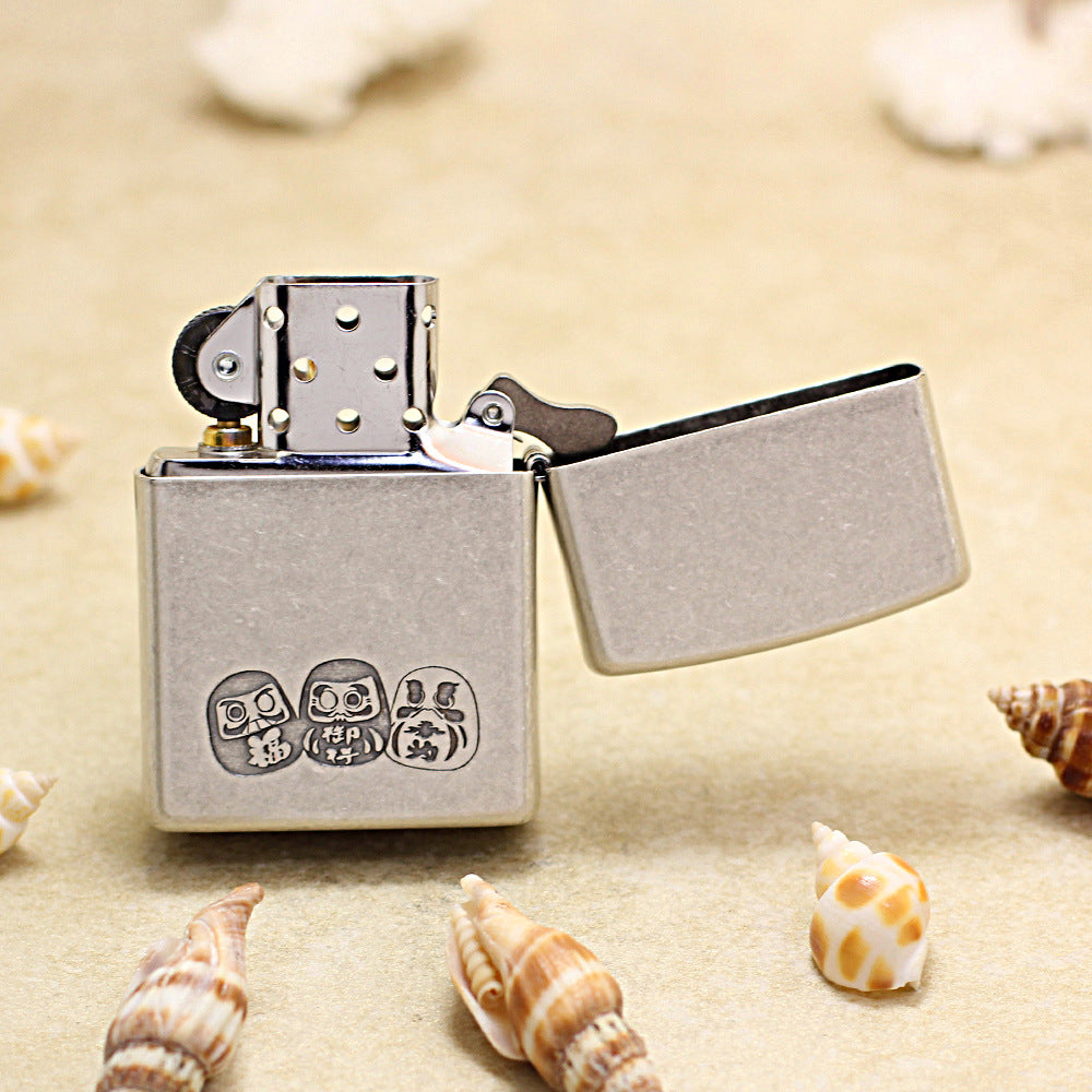 Zippo Vintage Argent Daruma and Great Wave Medallion - DS161