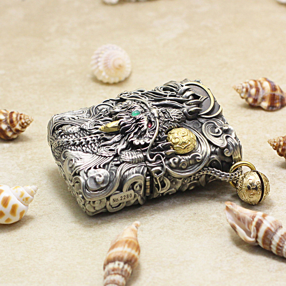 Zippo Antique Silver Dynamic Pixiu Mythical Beast Shell Case - CM98