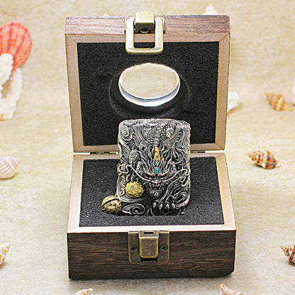 Zippo Antique Silver Dynamic Pixiu Mythical Beast Shell Case - CM98