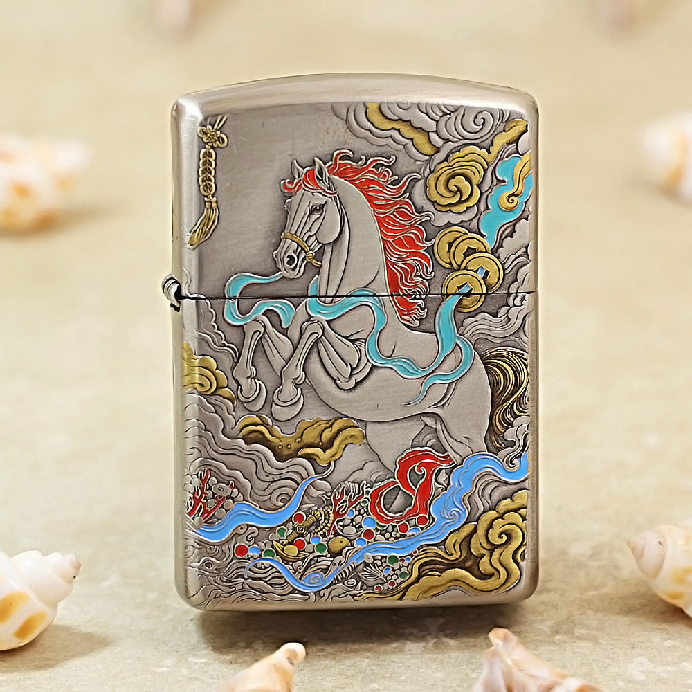 Zippo Antique Silver Grand Ambition Majestic Horse - DS163