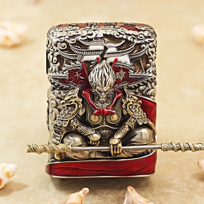 Zippo Antique Silver Havoc in Heaven Sun Wukong Shell Case - CM90