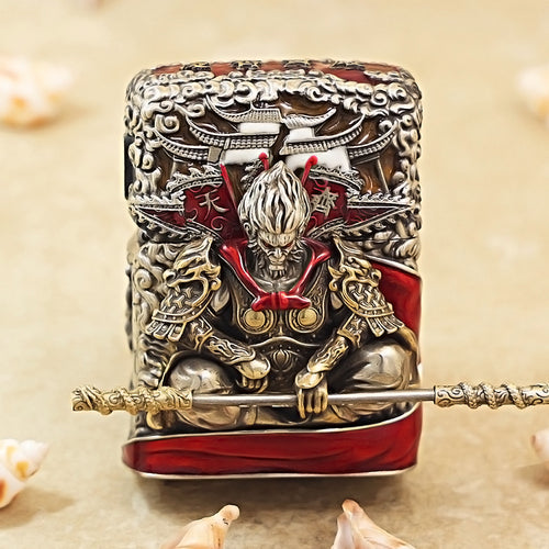 Zippo Antique Silver Havoc in Heaven Sun Wukong Shell Case - CM90