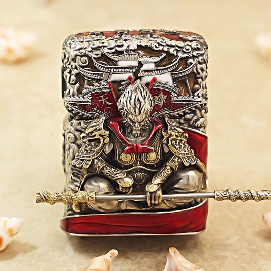 Zippo Antique Silver Havoc in Heaven Sun Wukong Shell Case - CM90