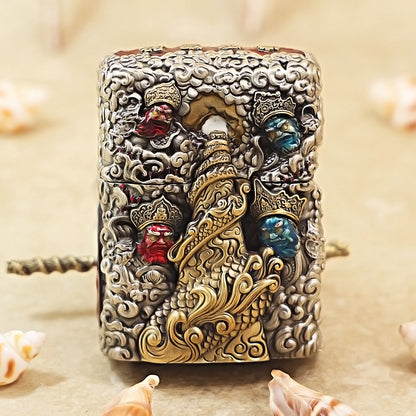 Zippo Antique Silver Havoc in Heaven Sun Wukong Shell Case - CM90