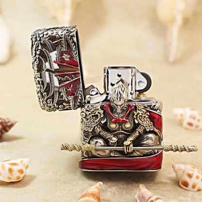 Zippo Antique Silver Havoc in Heaven Sun Wukong Shell Case - CM90