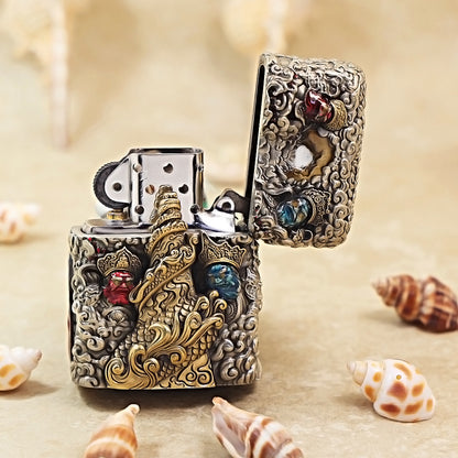 Zippo Antique Silver Havoc in Heaven Sun Wukong Shell Case - CM90