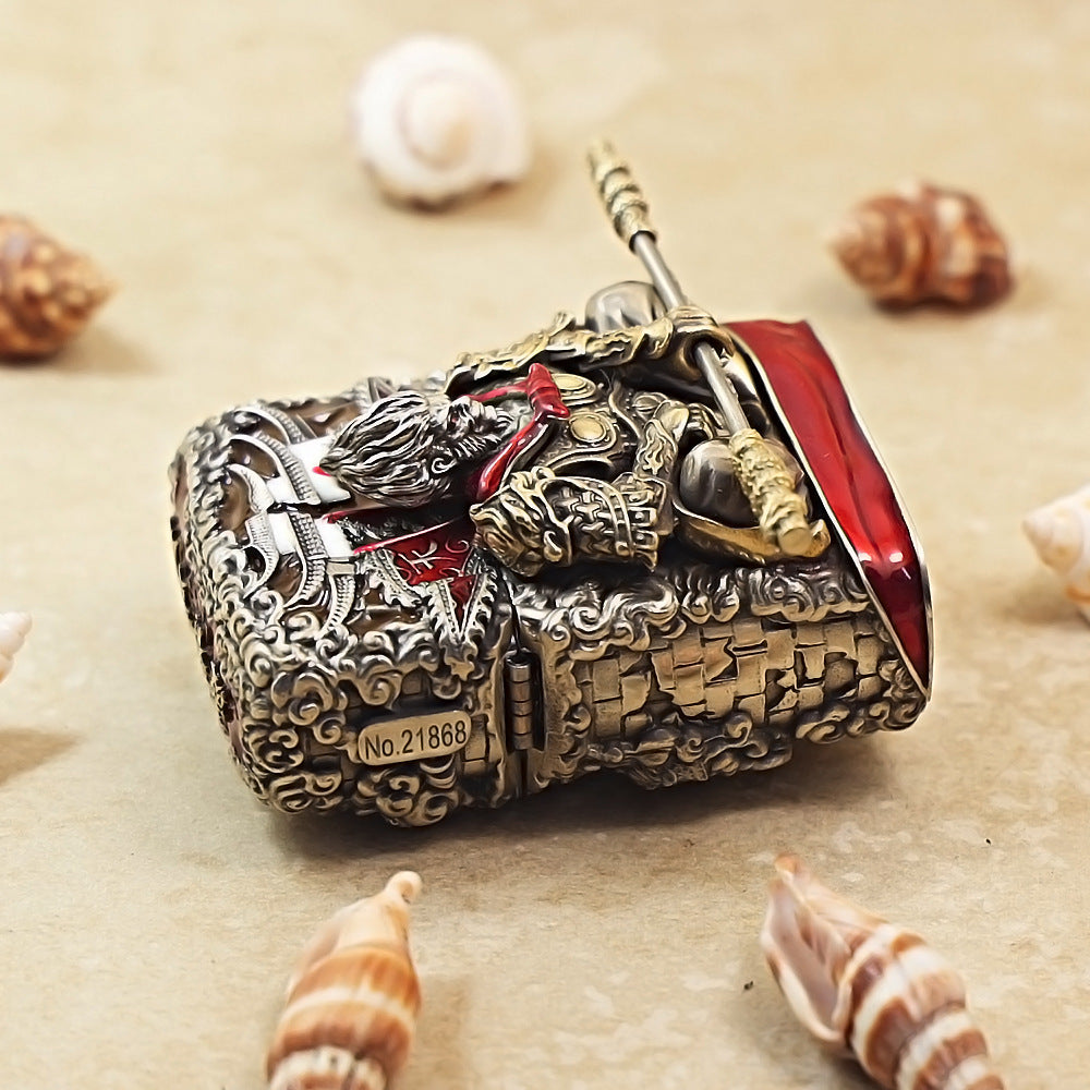 Zippo Antique Silver Havoc in Heaven Sun Wukong Shell Case - CM90