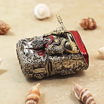 Zippo Antique Silver Havoc in Heaven Sun Wukong Shell Case - CM90