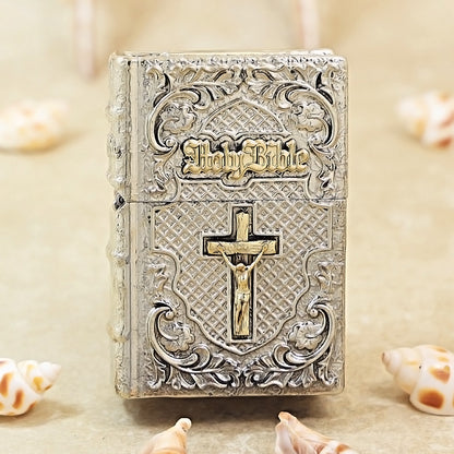 Zippo Antique Silver Holy Bible Crucifix Shell Case - CM73