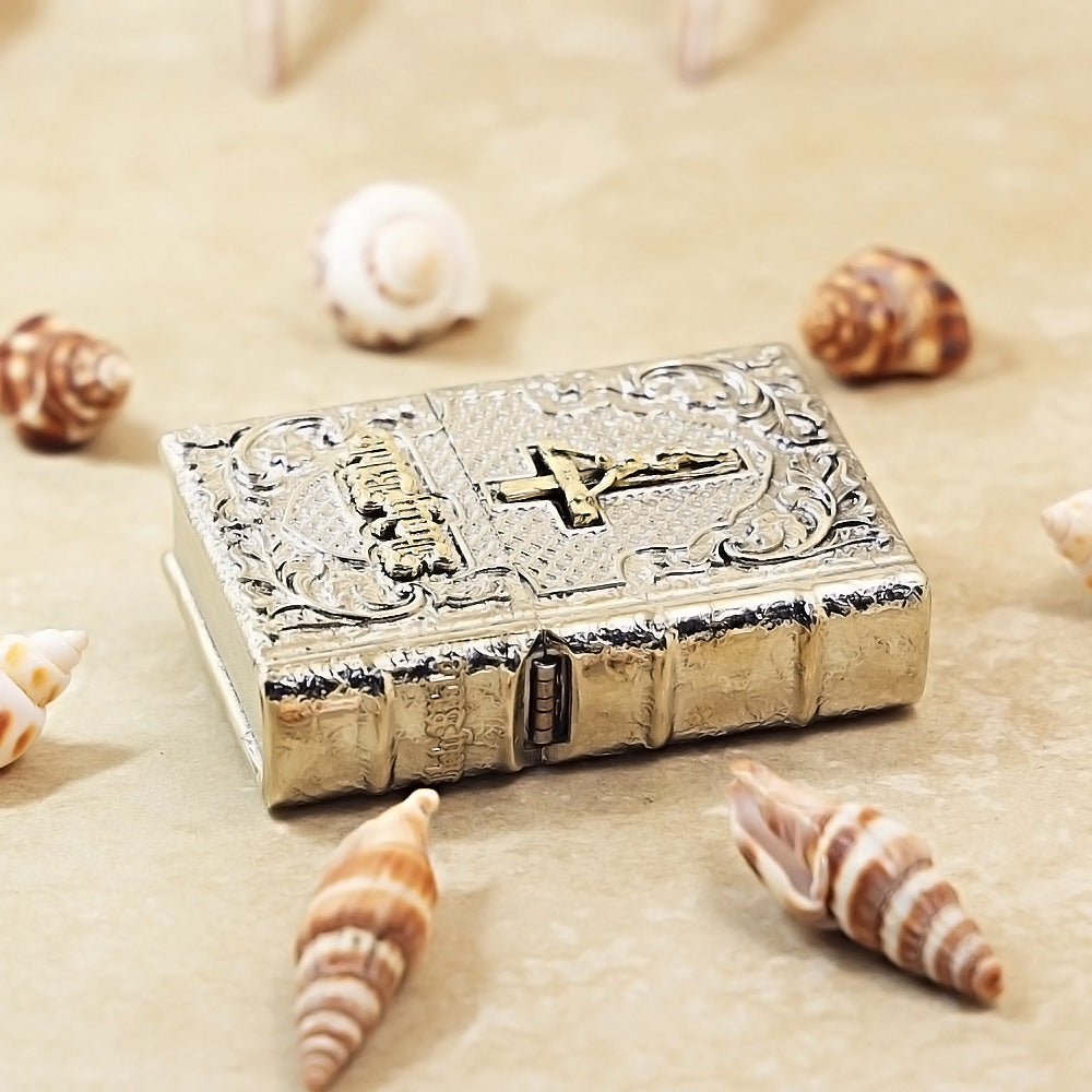 Zippo Antique Silver Holy Bible Crucifix Shell Case - CM73