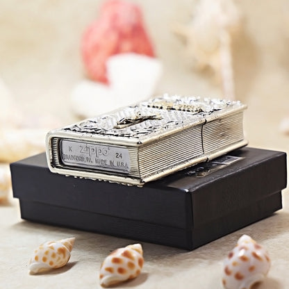 Zippo Antique Silver Holy Bible Crucifix Shell Case - CM73