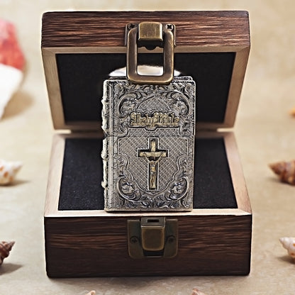 Zippo Antique Silver Holy Bible Crucifix Shell Case - CM73