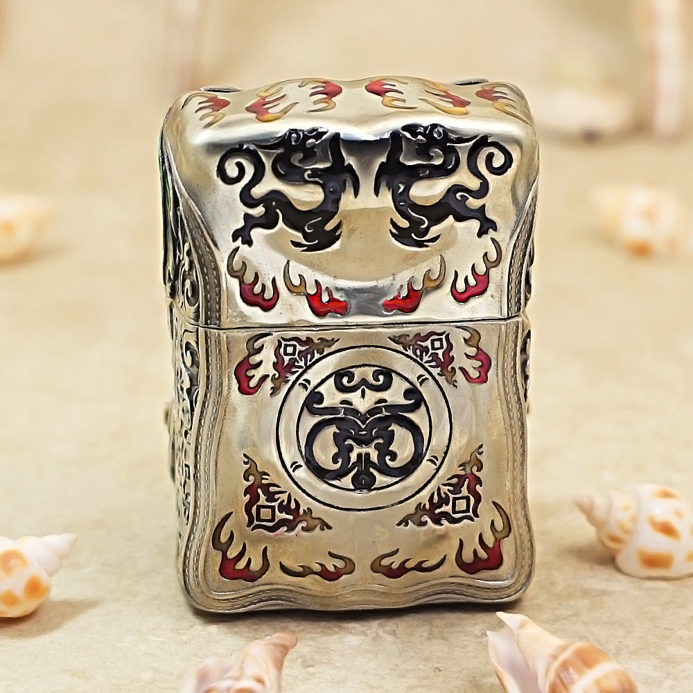 Zippo Antique Silver Luminous Sun Wukong Fighting Buddha Shell Case - CM85