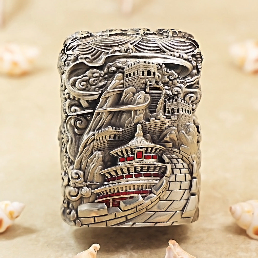 Zippo Antique Silver Majestic Pass Guardian Lion Shell Case - CM64