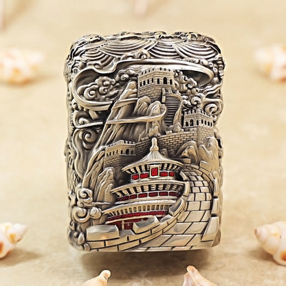 Zippo Antique Silver Majestic Pass Guardian Lion Shell Case - CM64