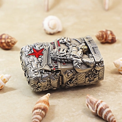 Zippo Antique Silver Majestic Pass Guardian Lion Shell Case - CM64