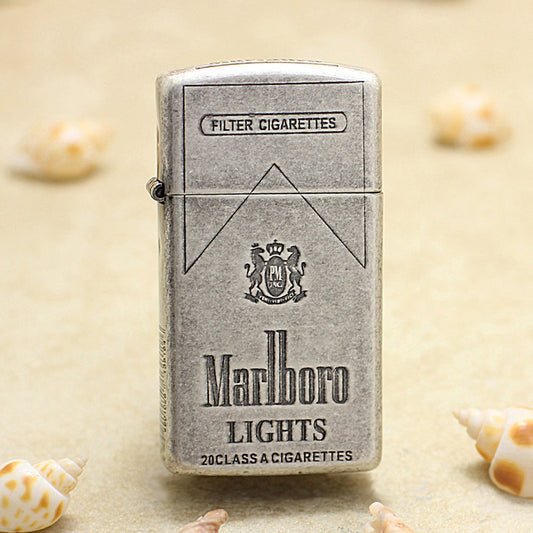 Zippo Antique Silver Marlboro Lights Slim Lighter - MC02