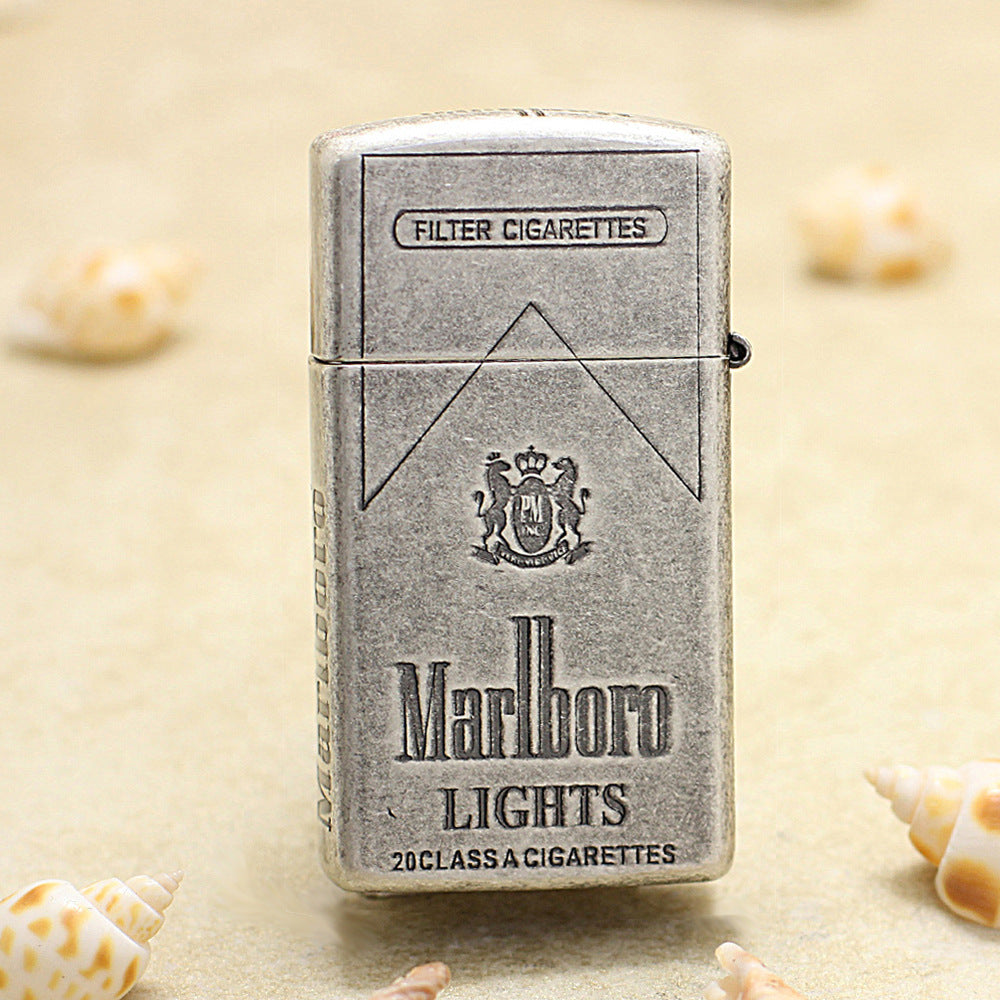 Zippo Antique Silver Marlboro Lights Slim Lighter - MC02