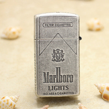 Zippo Antique Silver Marlboro Lights Slim Lighter - MC02