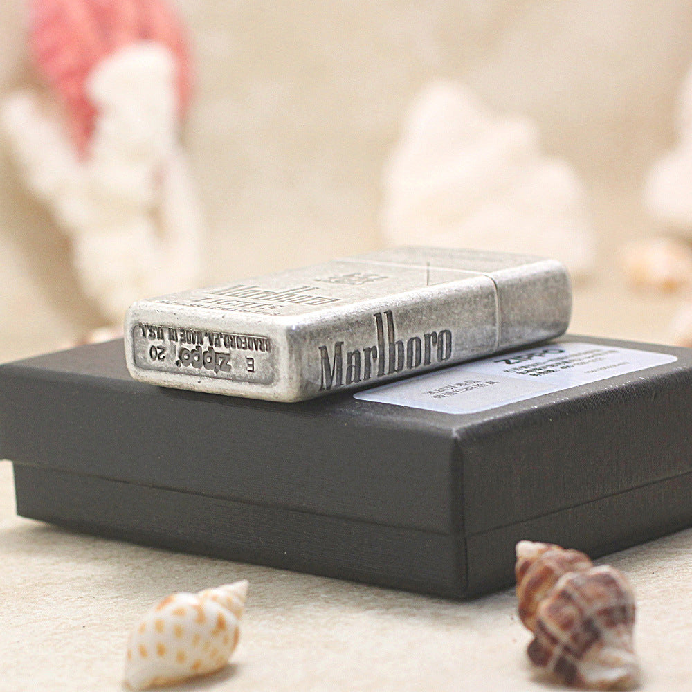 Zippo Antique Silver Marlboro Lights Slim Lighter - MC02