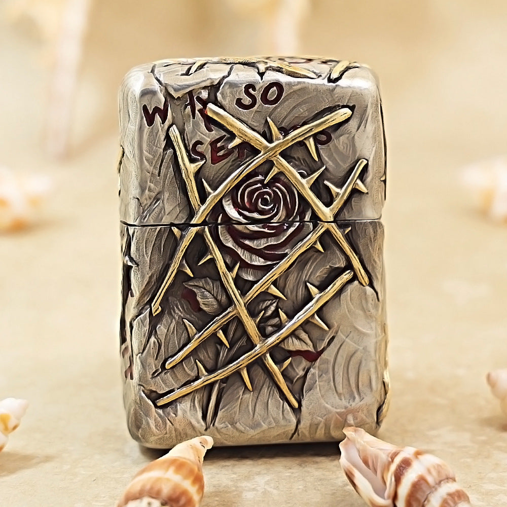 Zippo Antique Silver Rose Joker Armor Shell Case - CM76