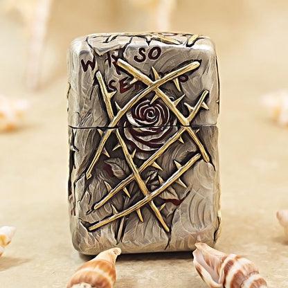 Zippo Antique Silver Rose Joker Armor Shell Case - CM76