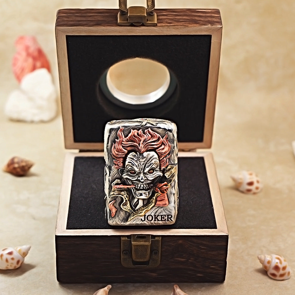 Zippo Antique Silver Rose Joker Armor Shell Case - CM76