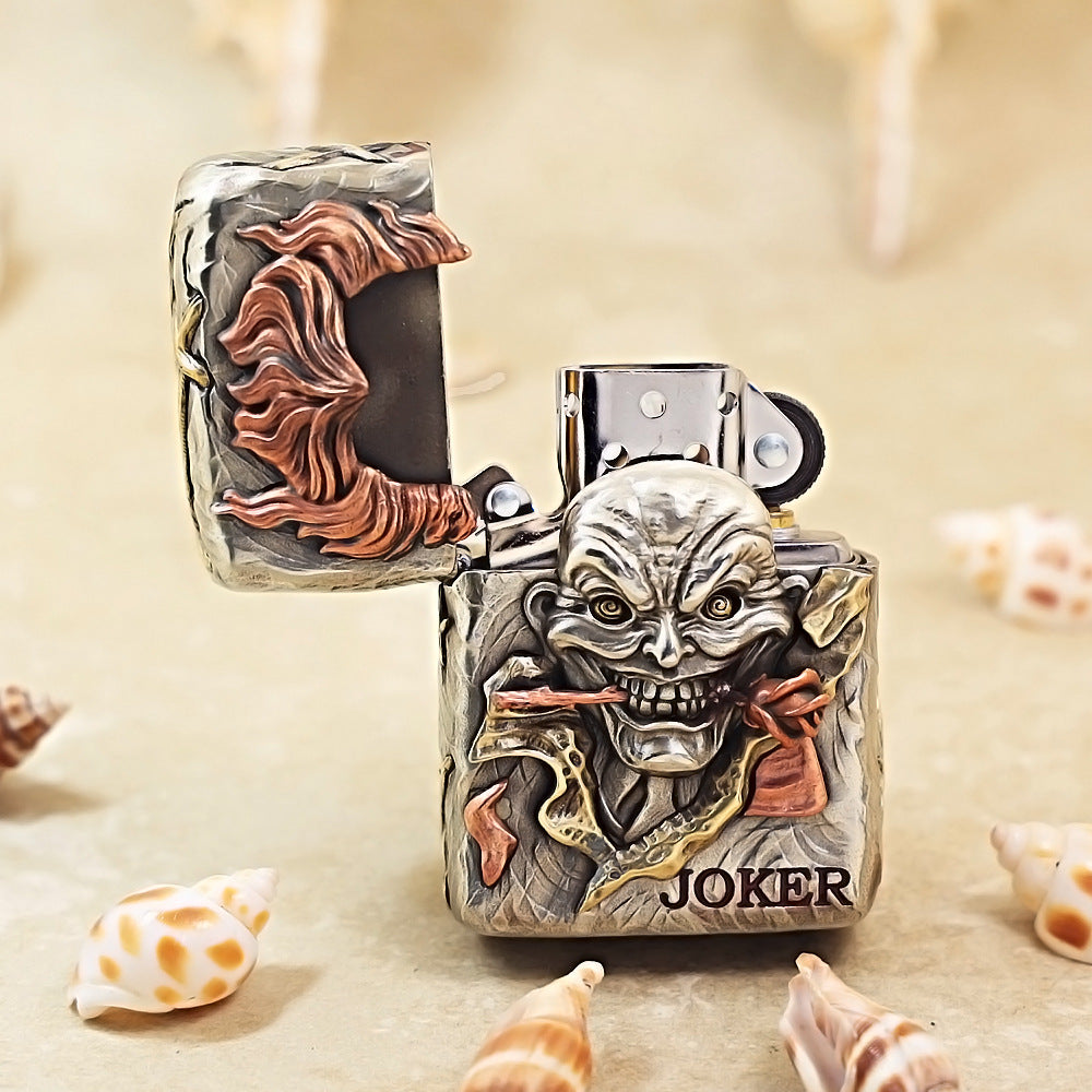Zippo Antique Silver Rose Joker Armor Shell Case - CM76
