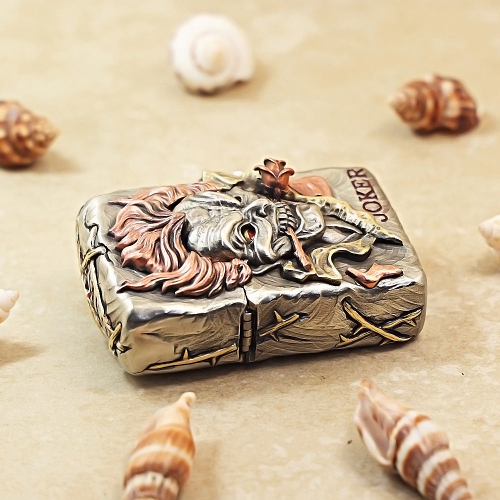 Zippo Antique Silver Rose Joker Armor Shell Case - CM76