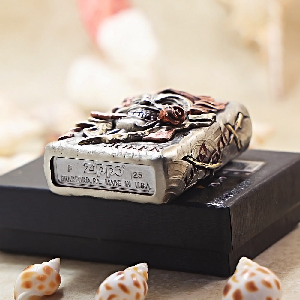 Zippo Antique Silver Rose Joker Armor Shell Case - CM76