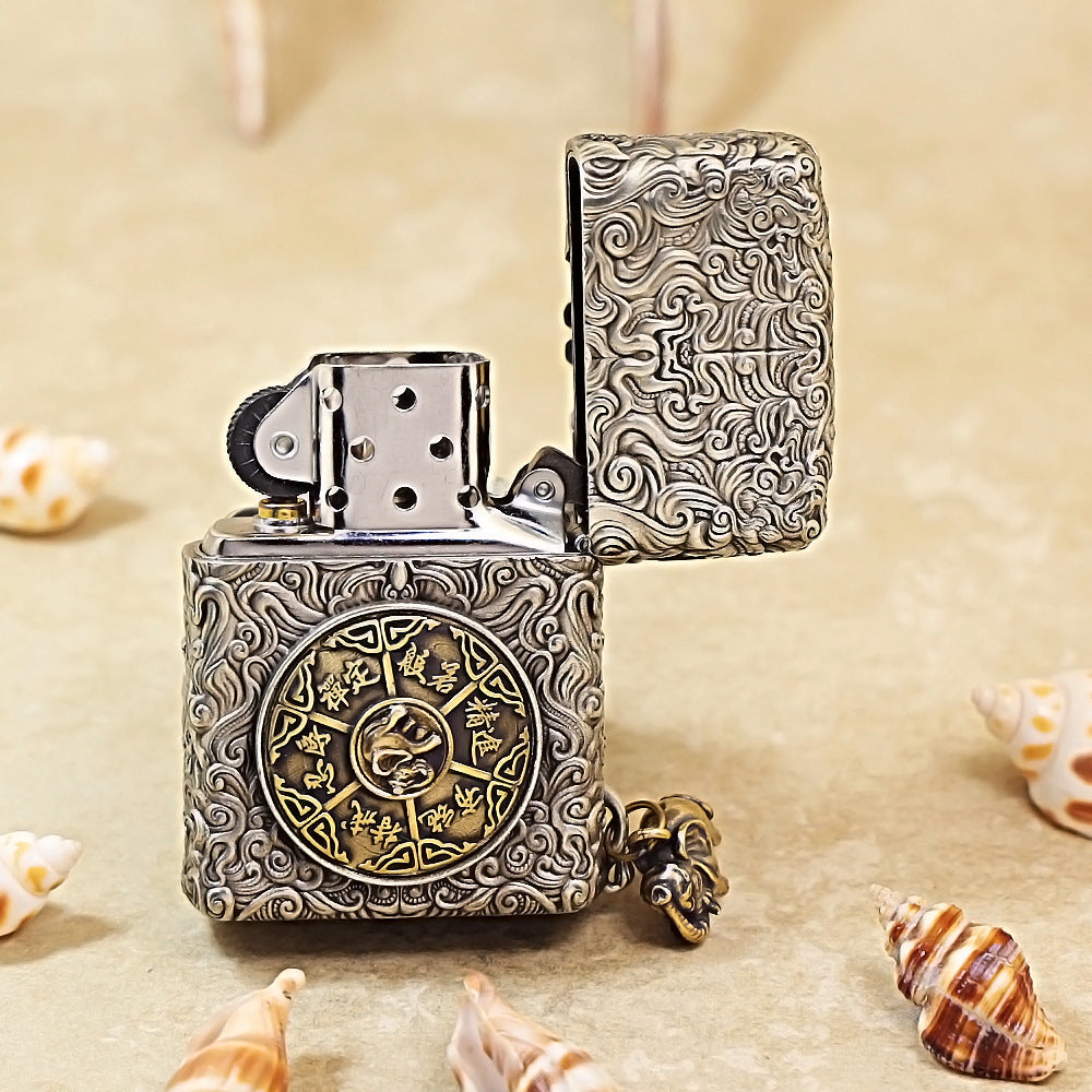 Zippo Antique Silver Shell Six-Tusked Elephant King Spirit Lighter - CM109