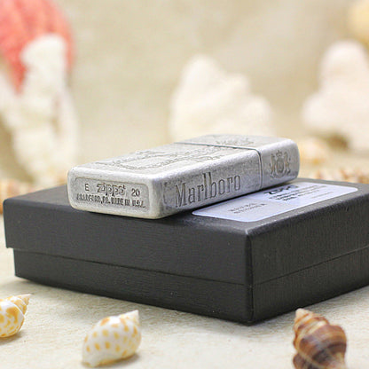 Zippo Antique Silver Slim Marlboro Cowboy Lighter - MC20