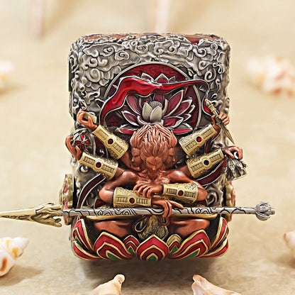 Zippo Antique Silver Three-Headed Six-Armed Nezha Shell Case - CM82