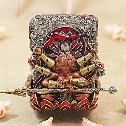 Zippo Antique Silver Three-Headed Six-Armed Nezha Shell Case - CM82