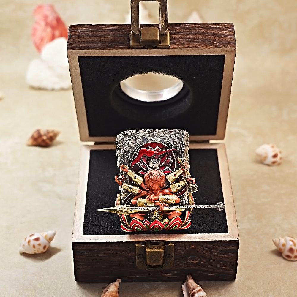 Zippo Antique Silver Three-Headed Six-Armed Nezha Shell Case - CM82