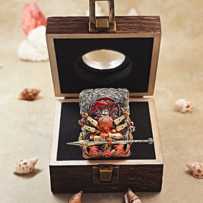 Zippo Antique Silver Three-Headed Six-Armed Nezha Shell Case - CM82