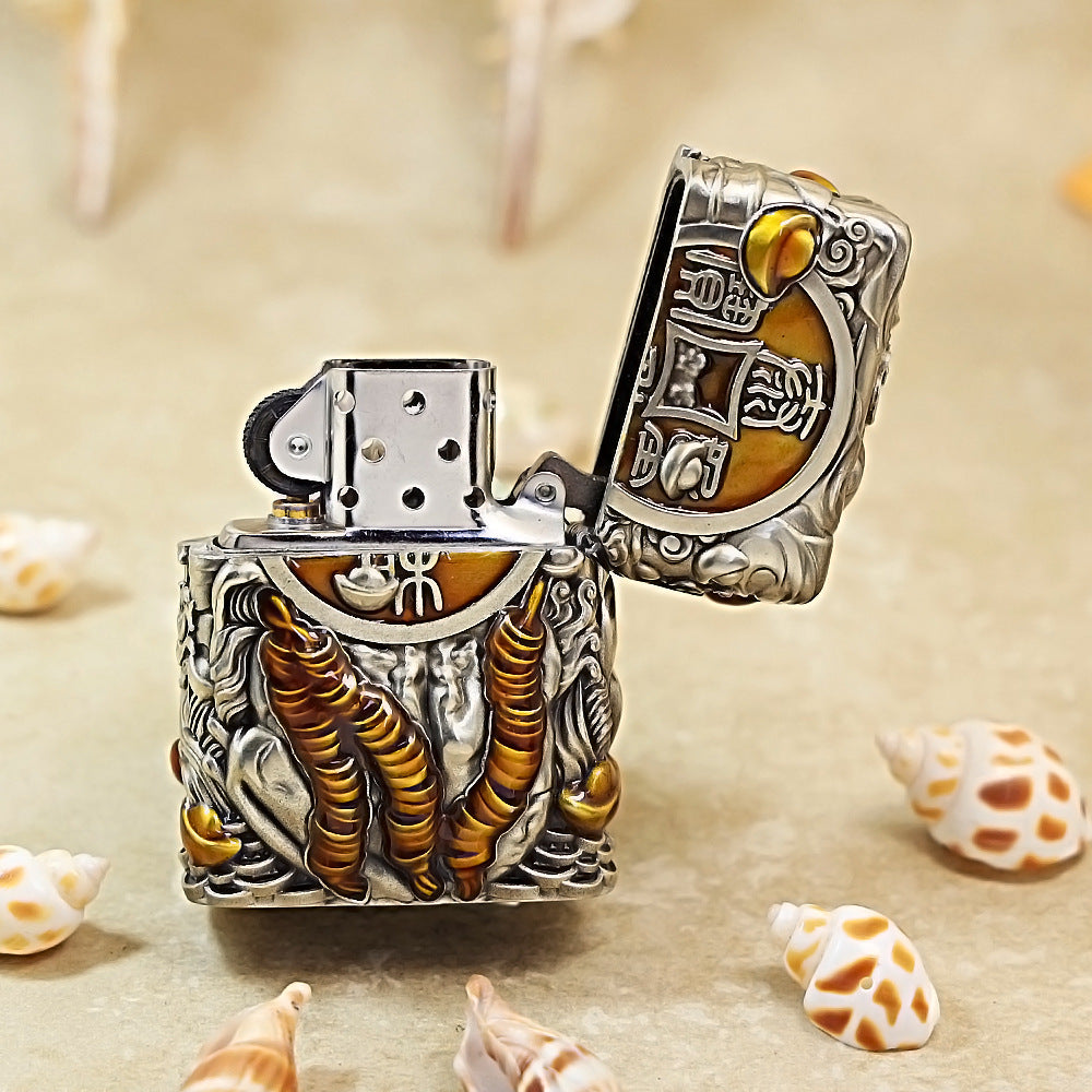 Zippo Antique Silver Three-Legged Wealth Toad Shell Case - CM61