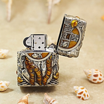 Zippo Antique Silver Three-Legged Wealth Toad Shell Case - CM61